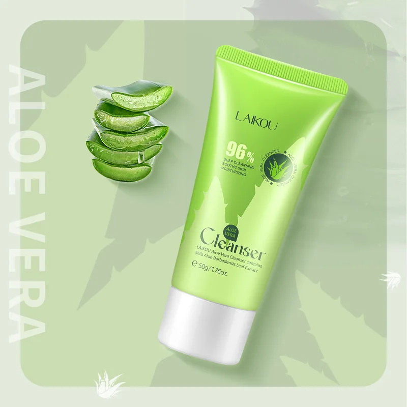 LAIKOU Aloe Vera Moisturizing Massage Cleansing Foam Moisturizing Gentle Care Deap Clean Facial Cleanser 50g Soothe Skin