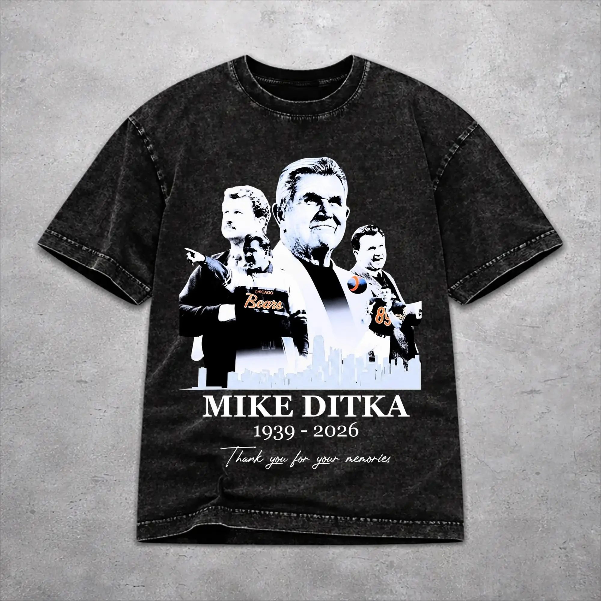 Oversize RIP Mike Ditka  Apparel T Shirt for Men Women  Washed Style Tee Shirt Clothing