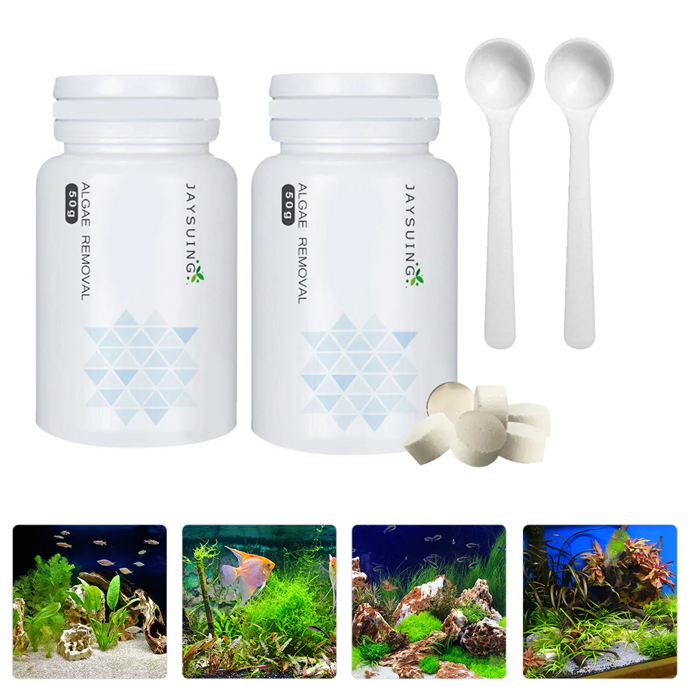 2 Bottle Removing Moss and Algae Tablets Water Purification Tablets Water Purification Remover Tank Removal Algaecide Aquarium