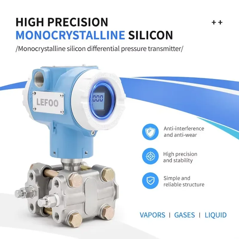 LEFOO Industrial Differential Pressure Transmitter Stainless Steel 316L Diaphragm IP66/IP67 Protection for HVAC Remote