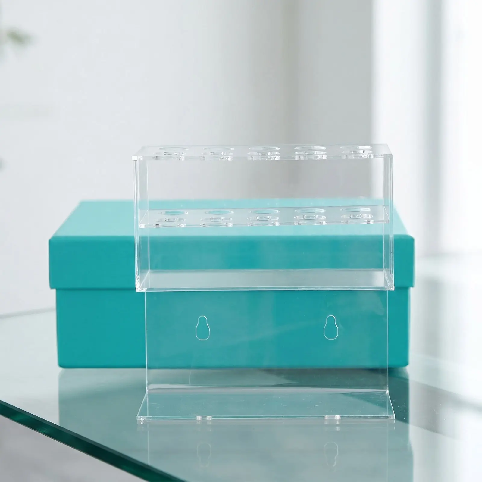 Clear Acrylic Double Layer Pen Holder Wall Mounted Pencil Cup Large Capacity Organizer for Markers Crayons Makeup Brush Display
