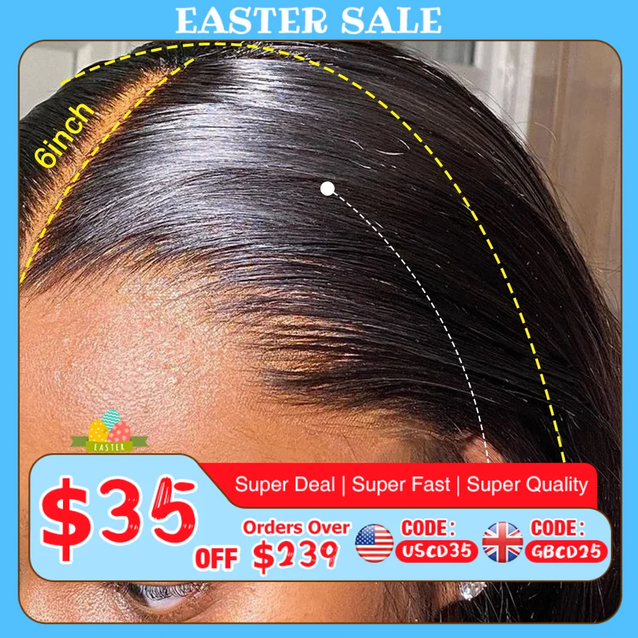13x6 HD Full Lace Frontal Wigs 250% Invisible HD Lace Front Human Hair Wigs Straight Melt Skins Pre Plucked Brazilian Hair Wig
