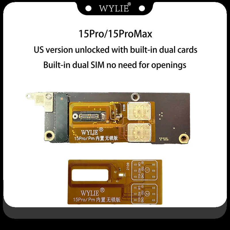 WYLIE For iPhone 15 Pro/Pro Max Dual SIM Flex Cable Manual Tool Combination US Version Built-in MEP SIMHUB IC Phone Repair Kit
