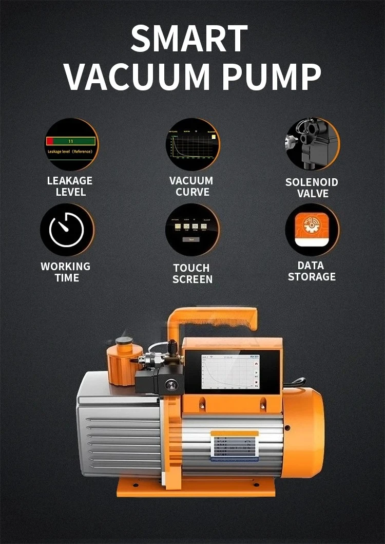 Bomba de Vacío de Paletas Rotativas de 2 Etapas 7/9/12 CFM HVAC con Pantalla Táctil Inteligente, Registro de Datos y Almacenamiento de Aplicaciones, Bomba Industrial