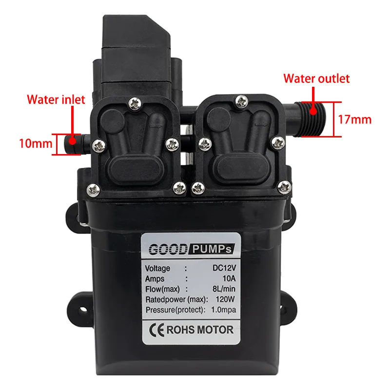 Durable High Pressure Diaphragm Water Pump DC 12V 120W 8L/Min High Pressure Self-priming Diaphragm Water Pump with Automatic image 3