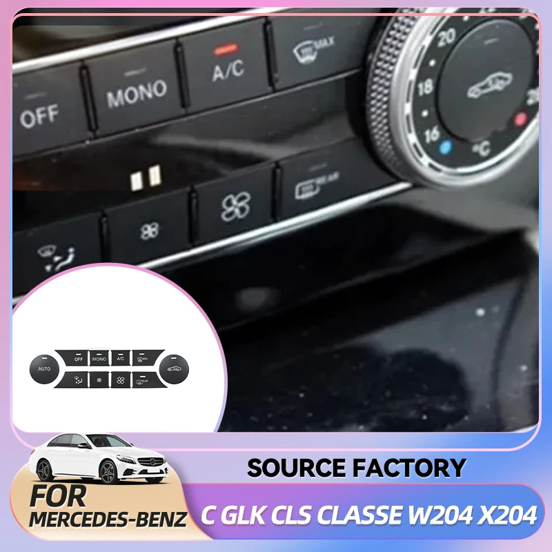 

Interior Stickers Black ABS Car Central Air Conditioning Media Volume Buttons Trim Cover Stickers Fit For Mercedes Benz C GLK CL