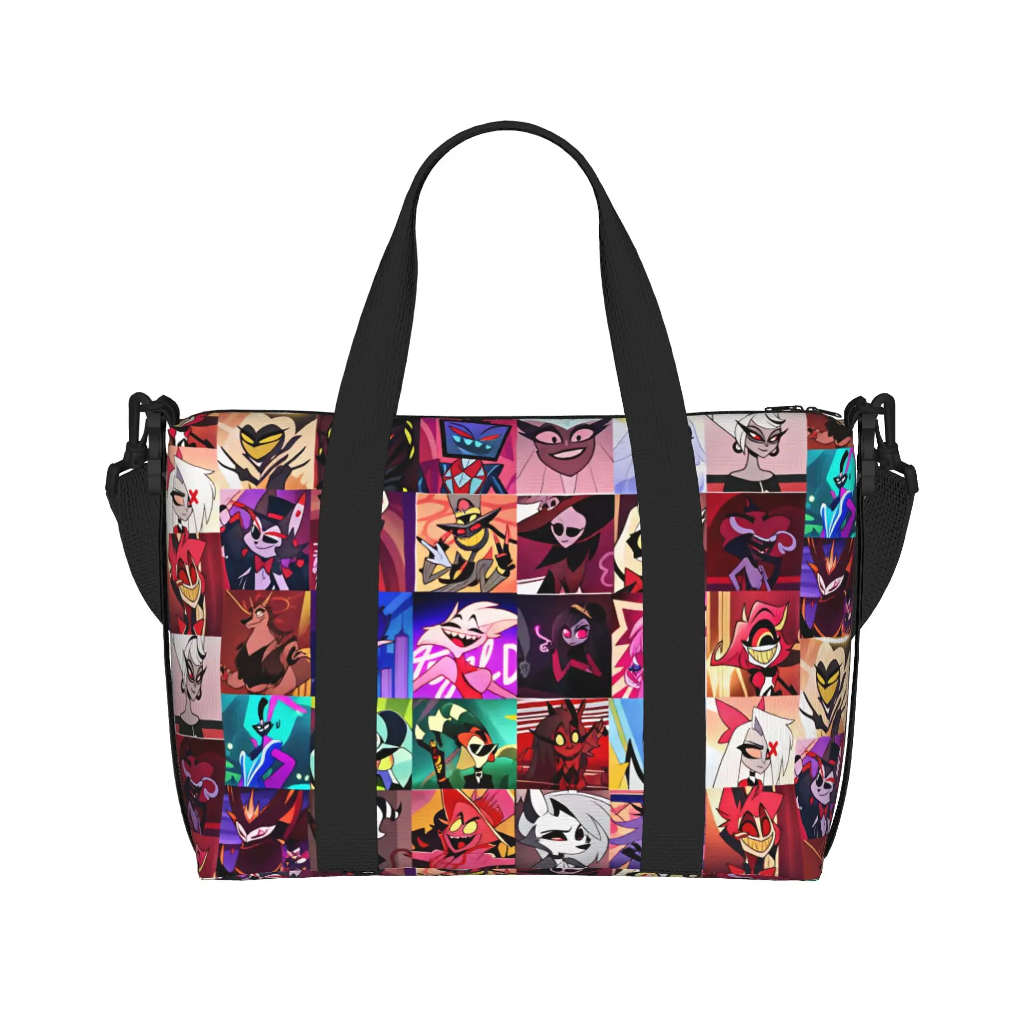 Custom H-Hazbin H-Hotels Charlie Morningstar Alastor Groceries Shopping Tote Bag Lucifer Vaggie Angel Dust Gym Beach Travel Bags
