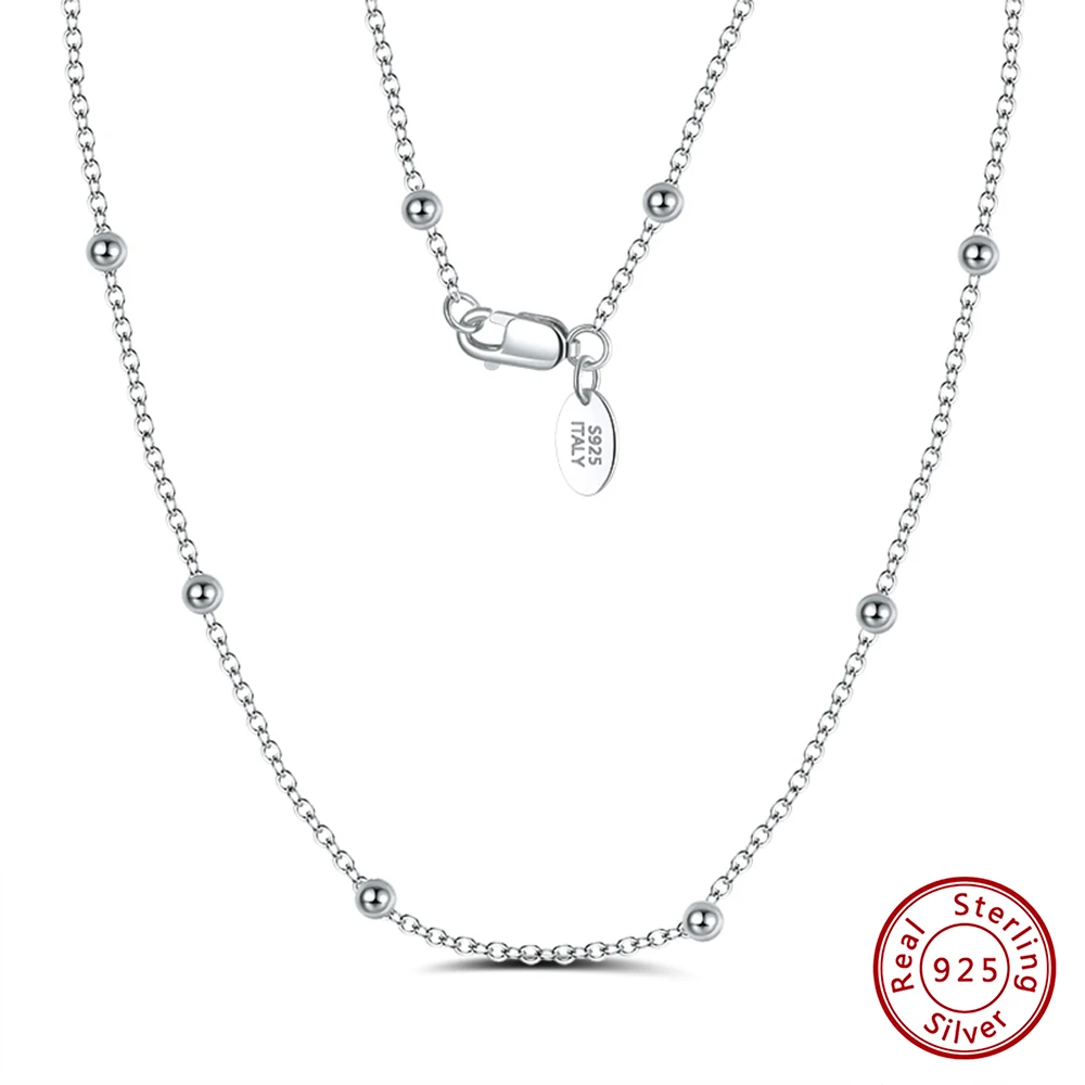 

KISS MANDY Стерлингового Серебра 925 пробы 2-3 мм бусины спутниковая цепочка-колье ожерелье для женщин изящное спутниковое ожерелье ювелирные изделия подарок SC43