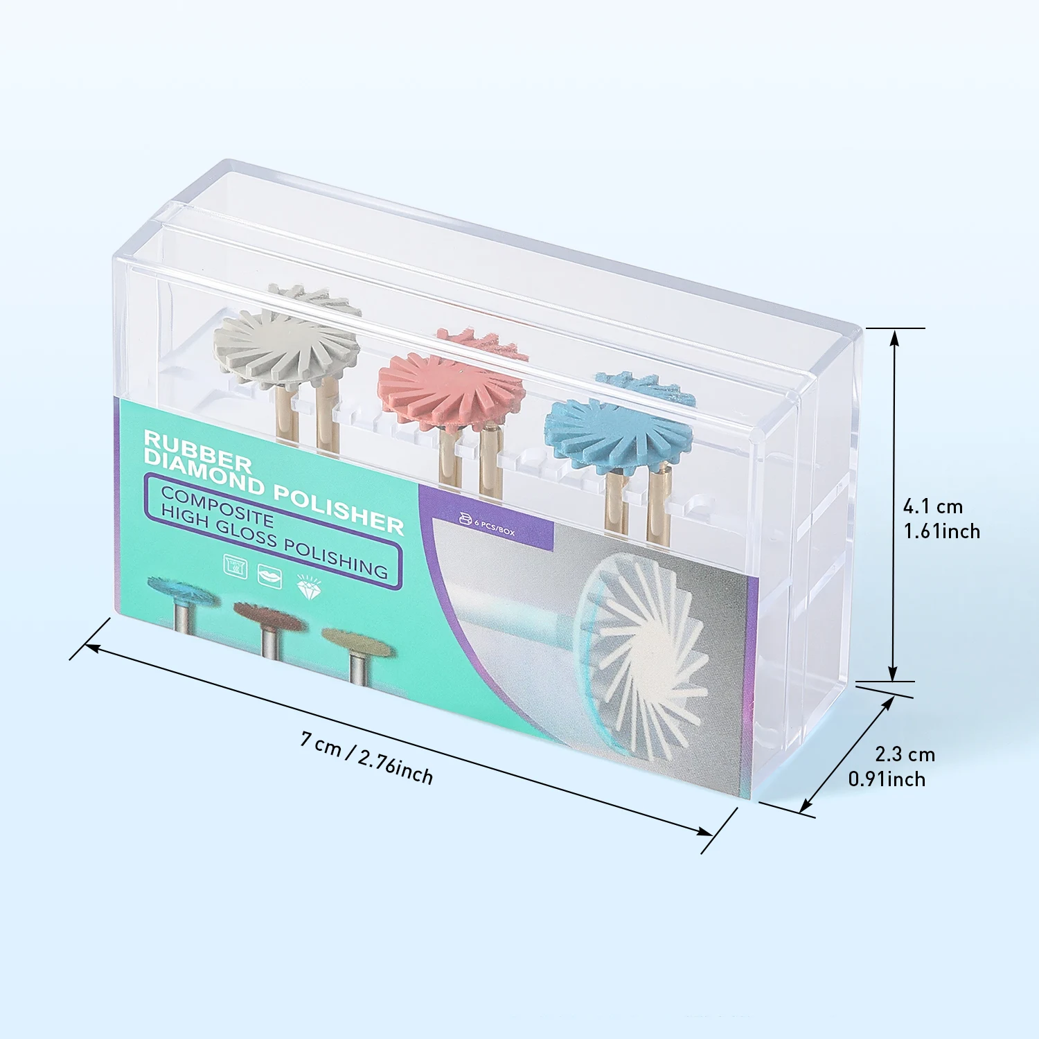 

6 шт./кор., стоматологическая резина, алмазная композитная полировка, полировка колес RA, полировальный диск, колесо 14 мм, 3 цвета, инструмент AZDENT