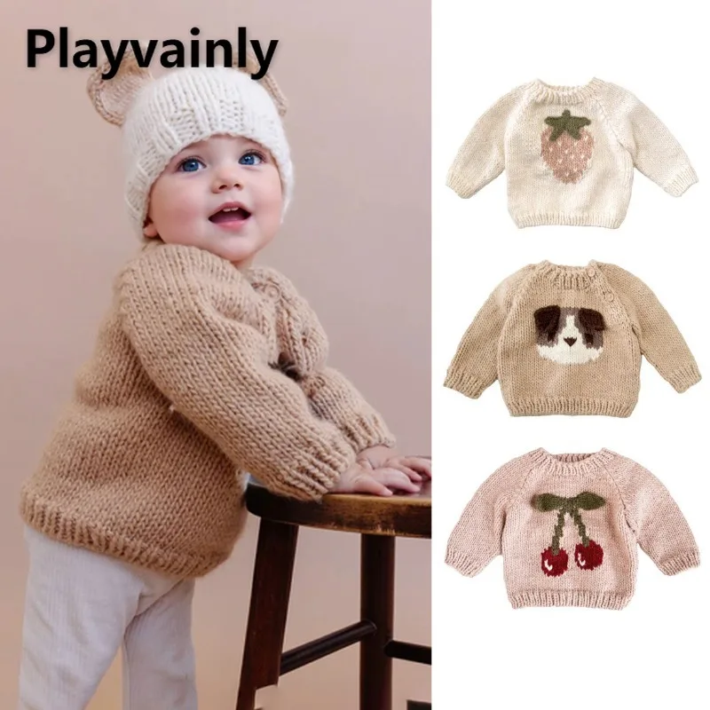 

Cute Animal Fruits Knitted Tops Autumn Winter Boys Girls O-neck Long Sleeve Pullover Sweaters Casual Comfortable Clothing W5283
