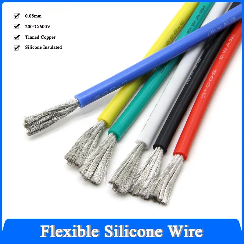 

1M/5M Ultra Soft Silicone Wire 30 28 26 24 22 20 18 16 15 14 13 12 10 AWG High Temperature Flexible Copper Heat-resistant cable