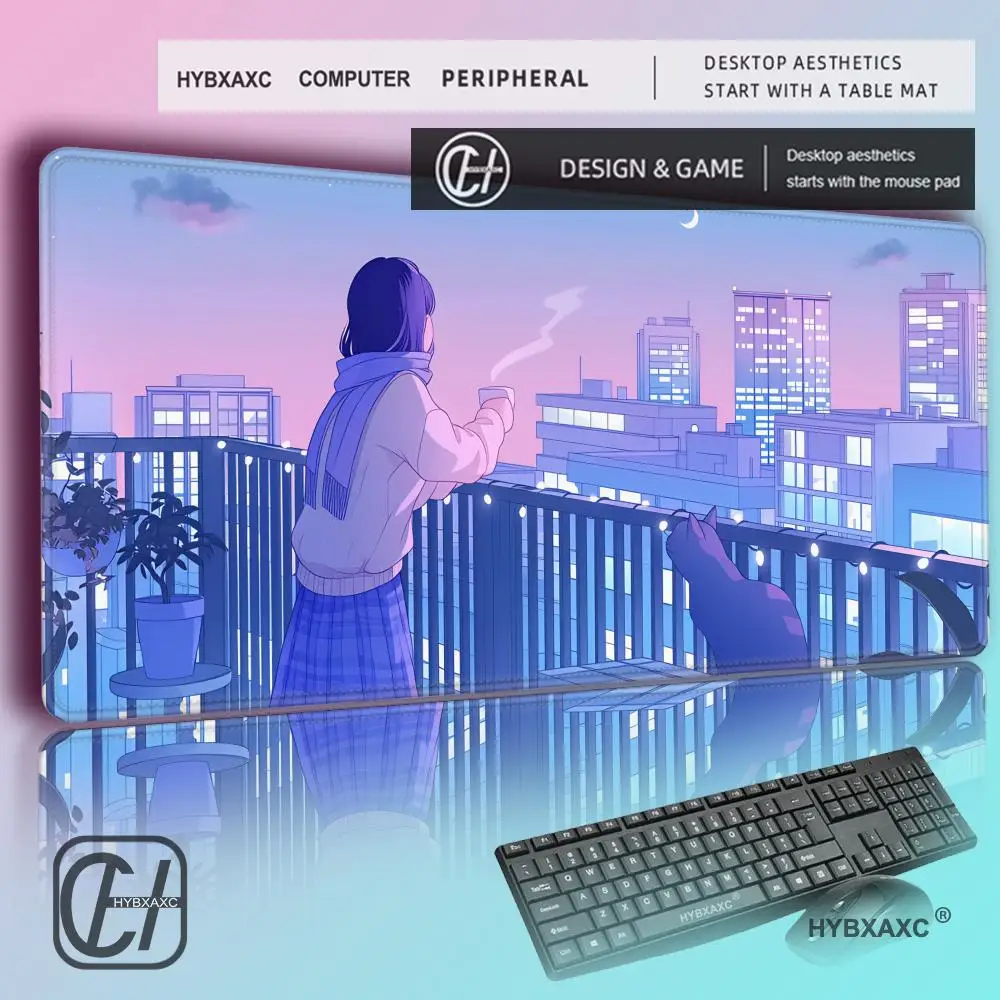 

HYBXAXC Anime Kawaii Desk Mat Mousepad Gaming Mouse Pad Tokyo Street Desk MatGamer Desktop Computer Laptop Keyboard Mouse Mat