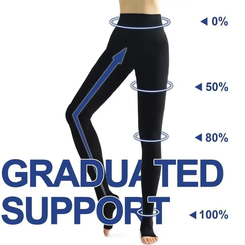 

Градуированные медицинские компрессионные колготки с открытым носком 20-30 мм рт. ст., поддержка ног для варикозного расширения вен, отеков, бедер, чулки с высокой компрессией