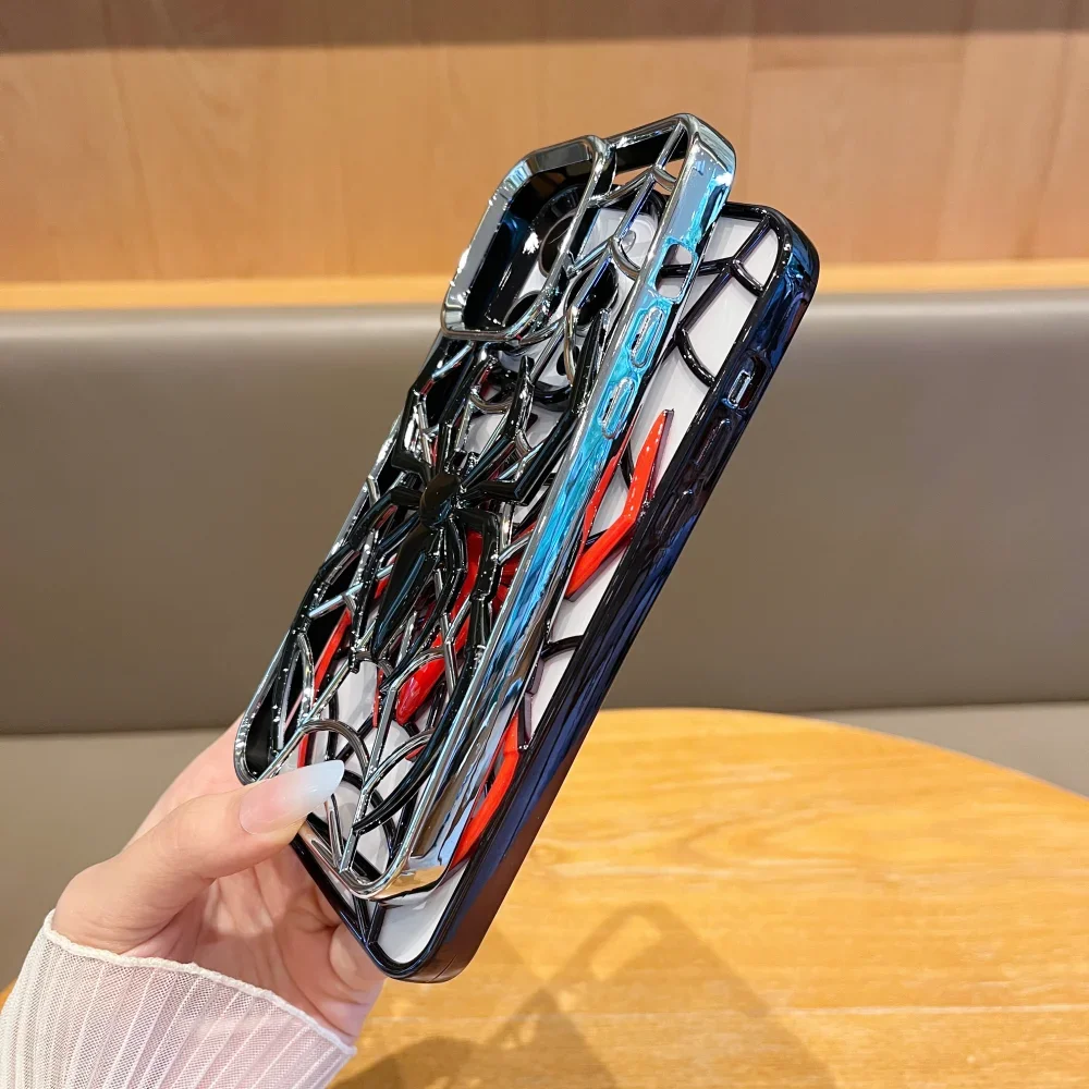 Lustige 3D-Hohlspinnen-Hülle für iPhone 14, 15, 16 Plus, weiche TPU-Beschichtung, Wärmestrahlungsabdeckung für iPhone 13, 12, 14, 15, 16, 17 Pro Max – Detail 4