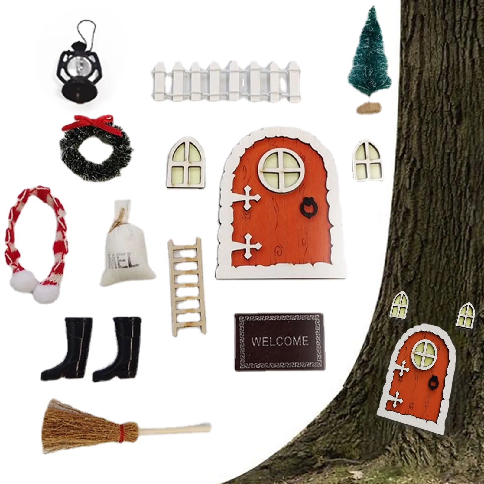 Miniatur Fee Garten Tür Zahn Fee Kit Fee Tür Für Baum Miniatur Tür Fee Garten Zubehör Mit Mini Weihnachten Baum