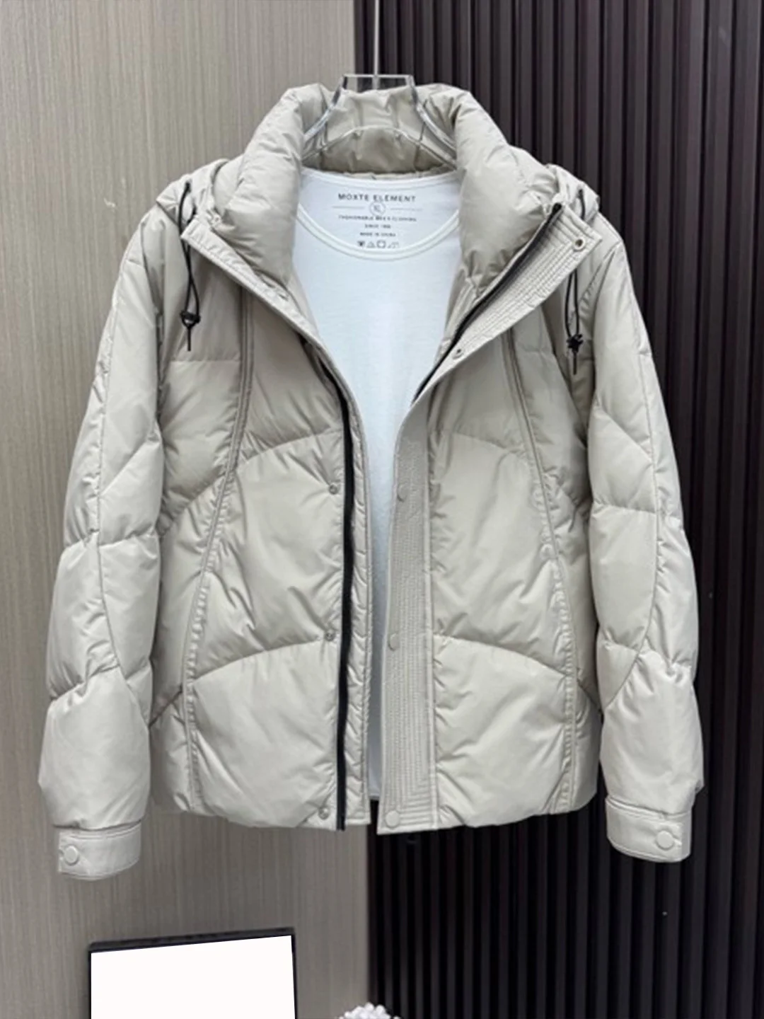 

High-End Deconstructed Design Hooded Men's down Jaet Cleanfit Versatile Winter White Du Feather Warm Outerwear