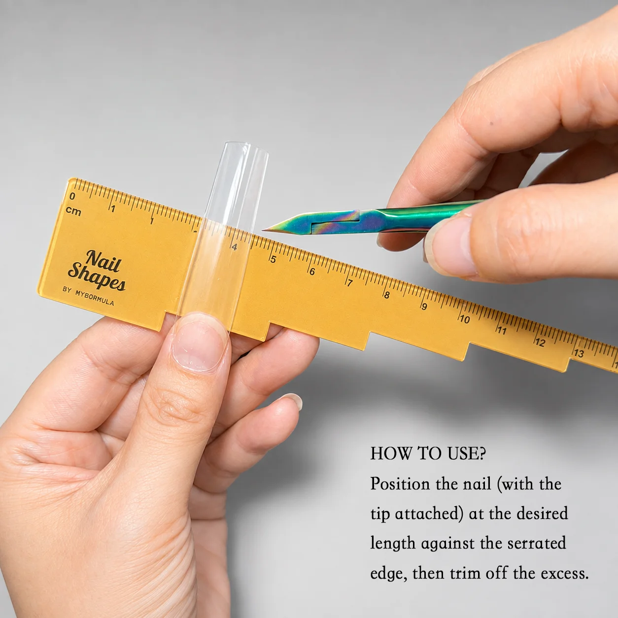 Multi Function Acrylic Nail Measuring Ruler Same Length Cutting Guide with 9 Nail Shape References Manicure Tool for Salon Home