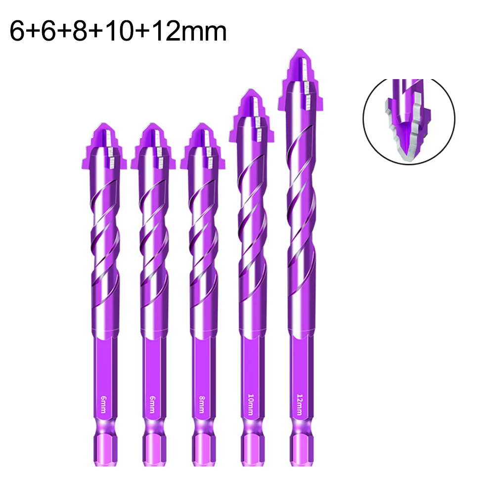 Four-Flute Bit Carbide Drill Set For Drilling Tiles Efficient Hole Creation Hex Shank High-Speed Rotation Low Wear Rate