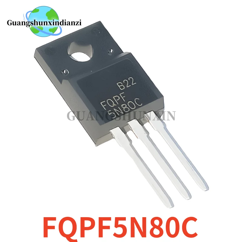 10PCS 100% NEW FQP5N80C FQP5N80 5N80C 5N80 TO-220F MOS Field effect transistor In Stock