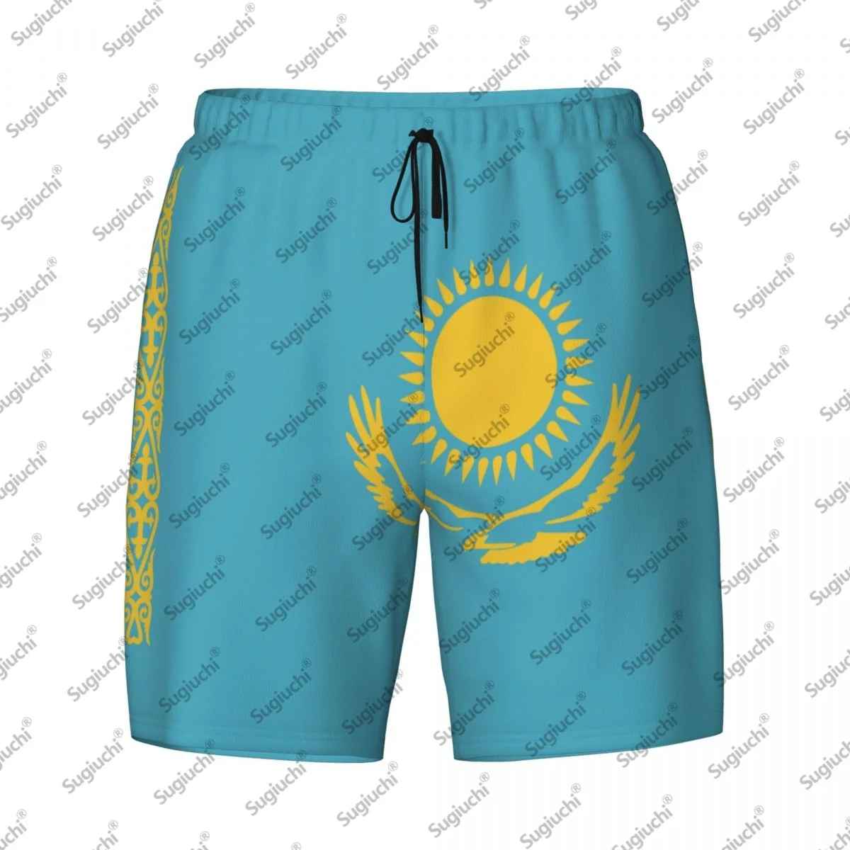 

2025 Флаг Казахстана Топ с принтом 3D Мужские плавки Гавайский купальный пляж 2 в 1, быстросохнущие летние шорты для плавания с карманами