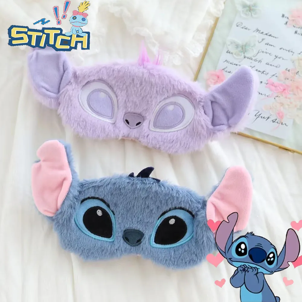 Disney Cute Stitch Plush Embroidered Cartoon Eye Mask Travel Portable Eyeshade Nap Sleep Eye Patch Boy Girl Accessories Gift