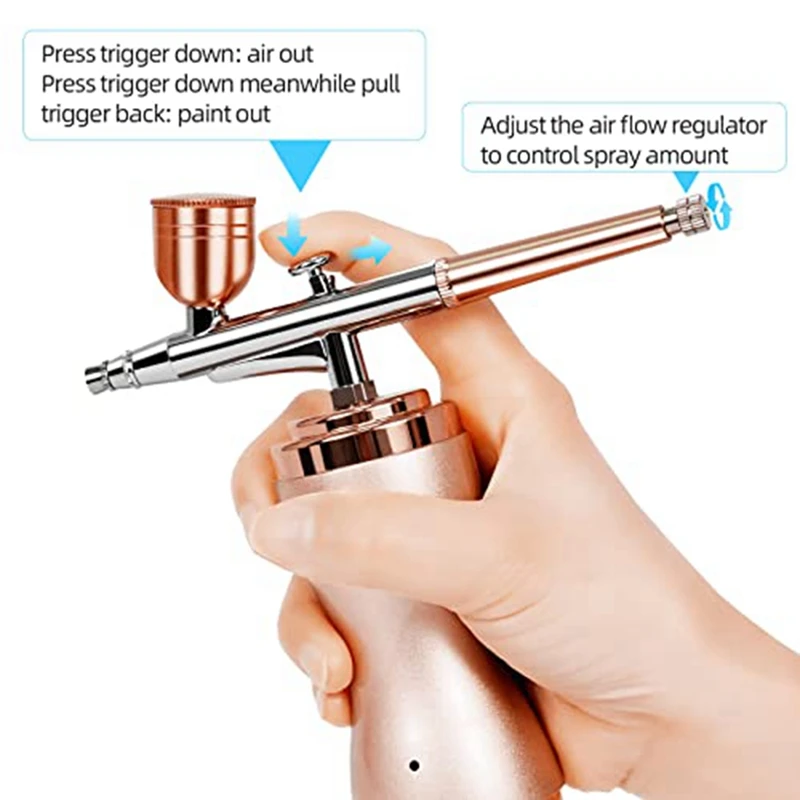 Aluminium Alloy Airbrush With Compressor For Doodle Painting,Mini Airbrush With 0.3Mm Nozzle