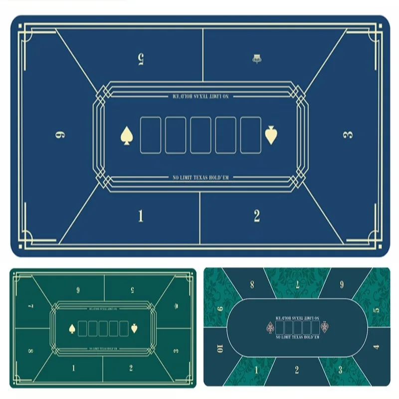 80x40cm Texas Hold'em Poker Mat Rectangle Rubber Table Mat Portable Poker Table Top Layout for Chess Cards Mahjong Game Chips