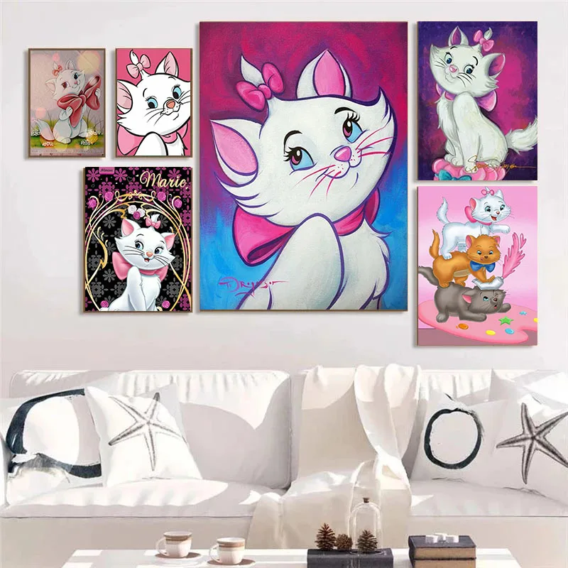 Disney Movie The Aristocats Marie Cat Wall Art Canvas Painting Nordic Posters and Prints Wall Pictures For Living Home Decor