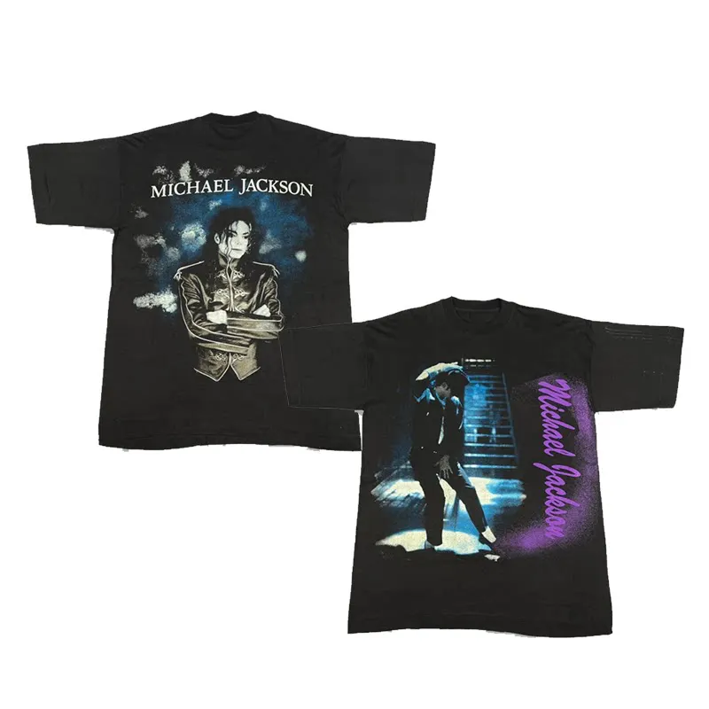 Y2k MICHAEL JACKSON The King of Art-Pop Michael Jackson Digital Print Short-sleeved T-shirt