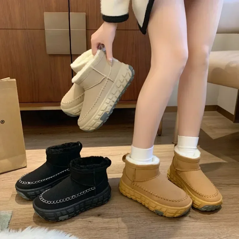 

Women's Winter Snow Boots Round Head Middle Follow Fashion Platform Shoes Keep Warm Outdoor Leisure Smooth Botines Para Mujeres