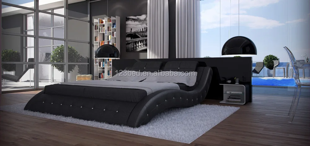 High Quality Streamline Leather Bed Double Size Massage Couch with Buttons