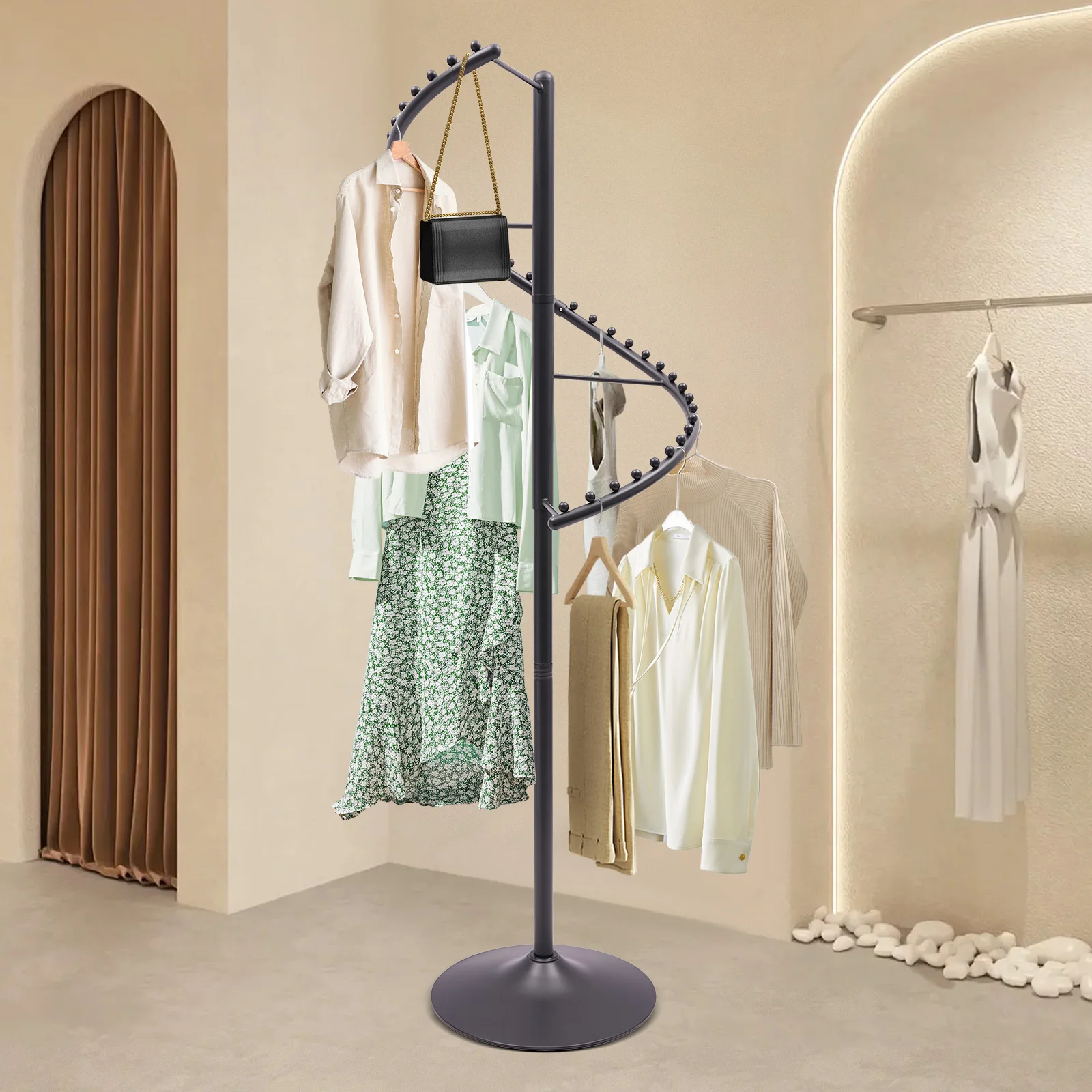 

360° Spiral Rotating Floor Drying Rack Clothes Rack Portable Garment Rack 180cm For Bedrooms And Laundry Rooms