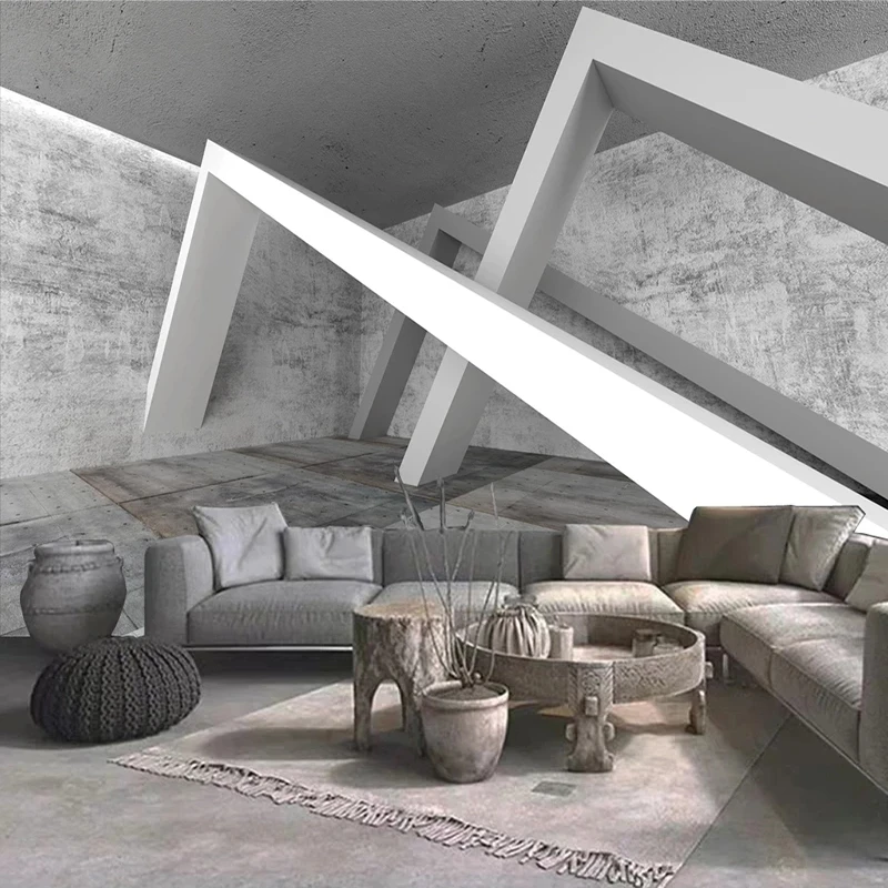 Custom Photo Wallpaper Grey Cement Wall Building 3D Abstract Space Bedroom Mural Living room TV background bedroom restaurant 8d