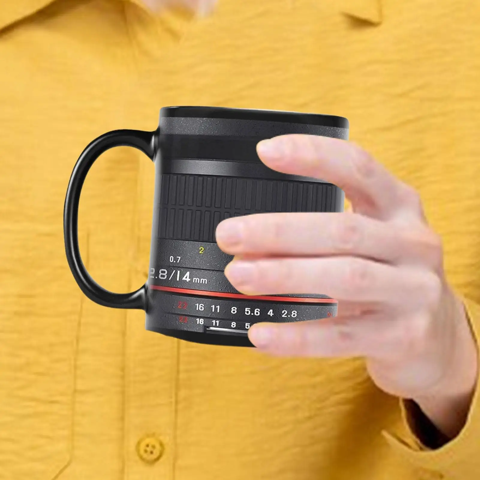 Camera Lens Cup Ceramic Travel Mug with Handle Funny Coffee Mug for Women and Men Tea Mug Christmas Birthday Cool Photography