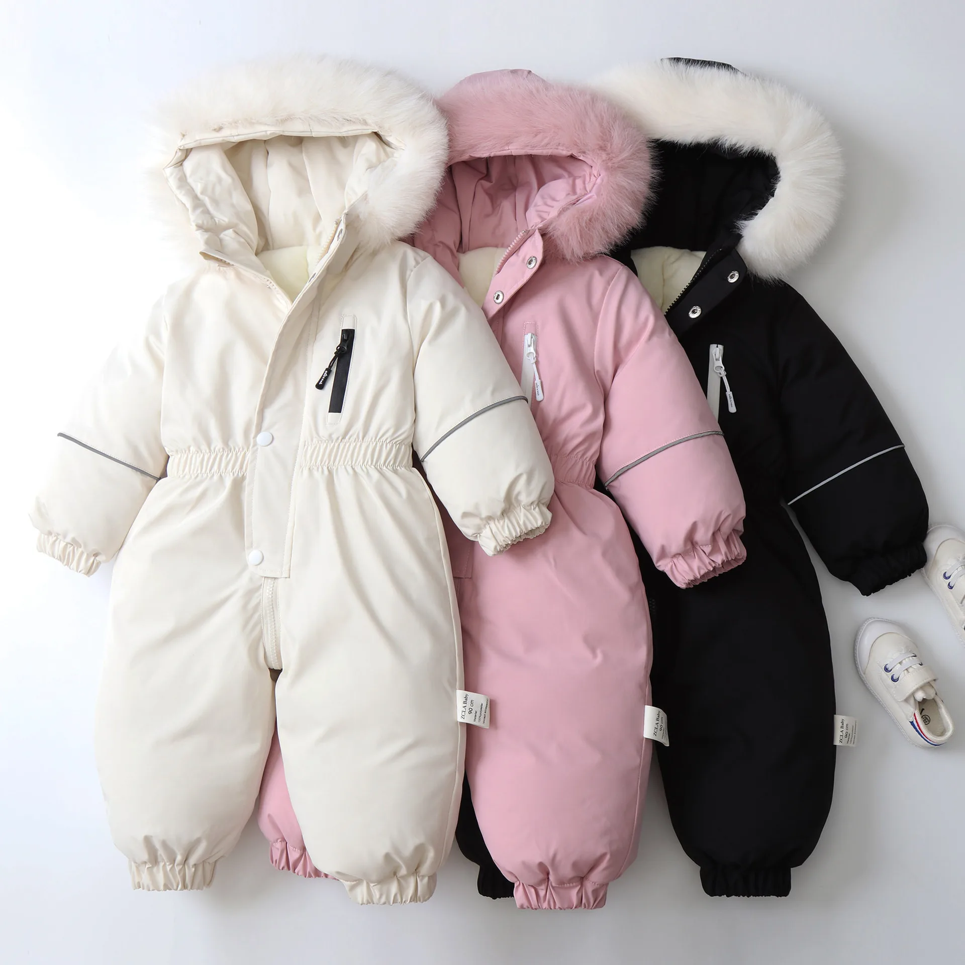 

MILANCEL 2-5Y Winter Kid's Ski Suit Polar Fleece Lining Girls Jumpsuit Boys Waterproof Warm Overalls Children's Hooded Sportwear