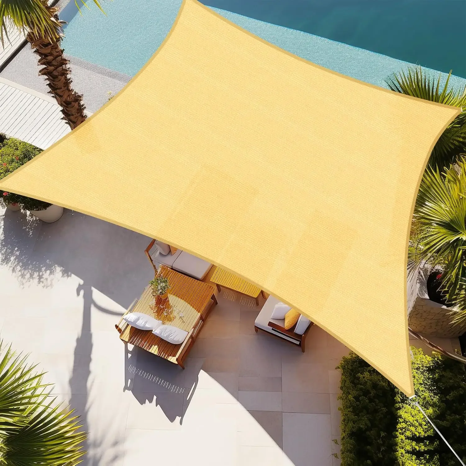 

20'x32' Sun Shade Sail Canopy Rectangle, UV Block Breathable Curved Shade Sail Sand for Backyard Garden Deck Outdoor