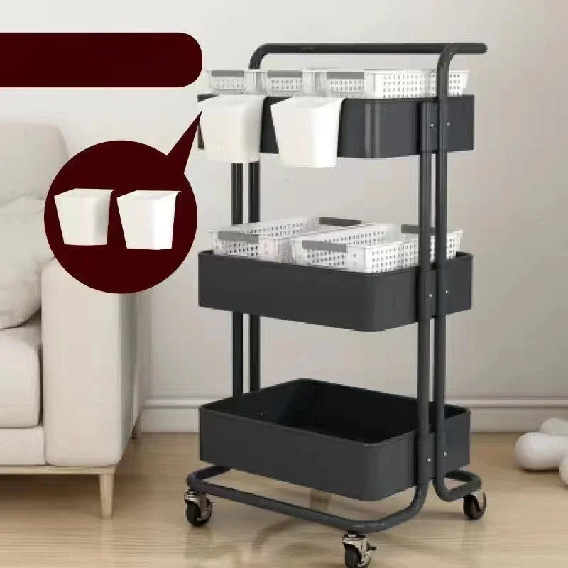 5-layer Floor-standing Kitchen Bathroom Toilet Mobile Baby Supplies Bedroom Bedside Snack Storage Rack Wheel Trolley Rack