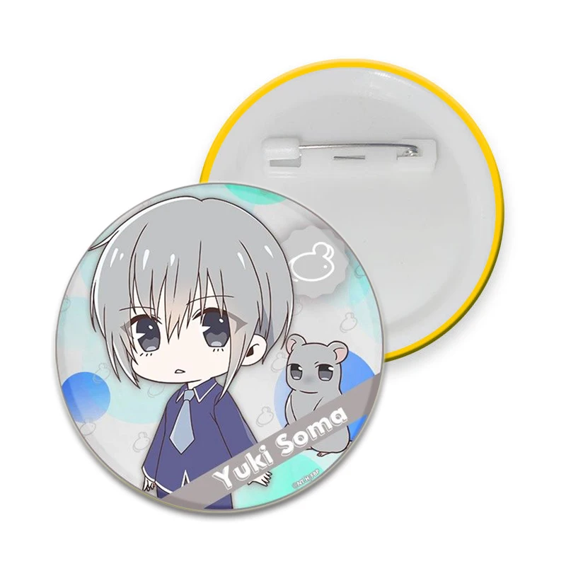 58/32/44mm Anime Fruits Basket Pins Tinplate Badge DIY Custom Cartoon Brooch for Clothes Decoration Fans Collection Gifts