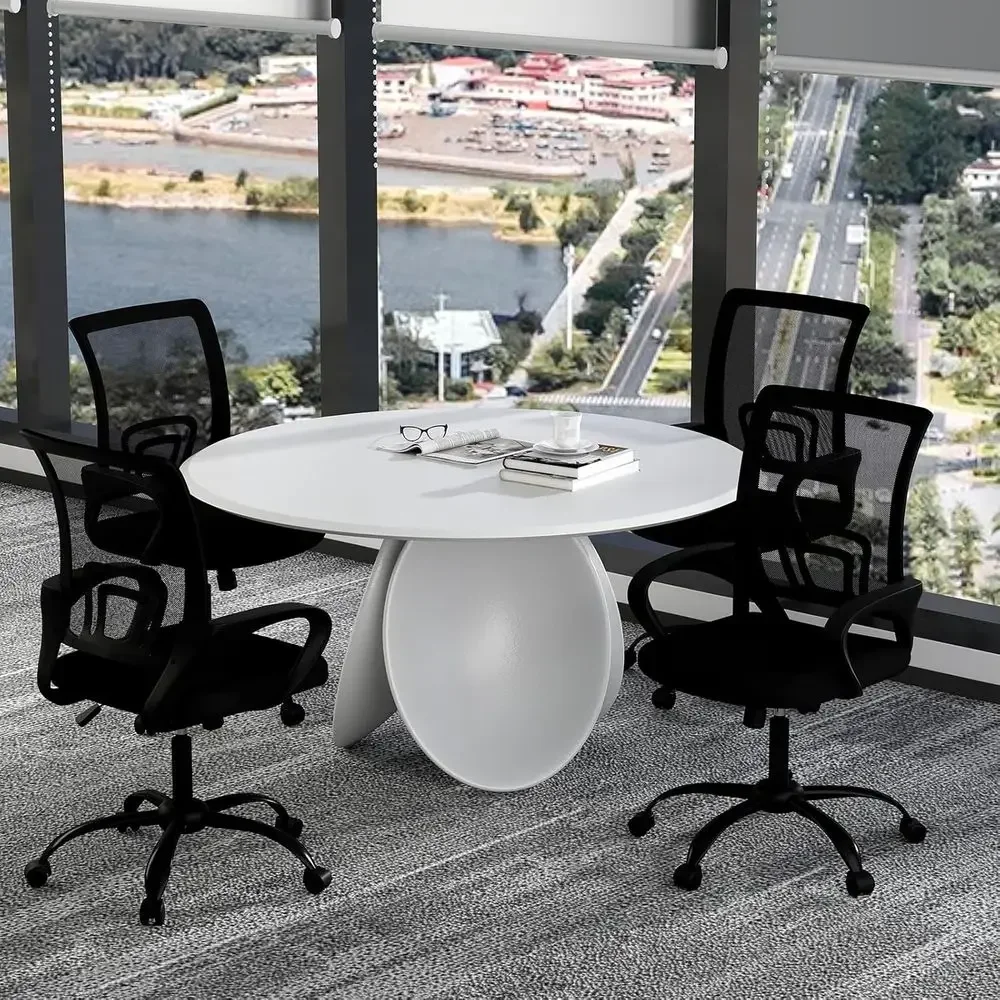 Set of 4 Ergonomic Swivel Mesh Office Chairs with Lumbar Support and Wheels for Conference Room