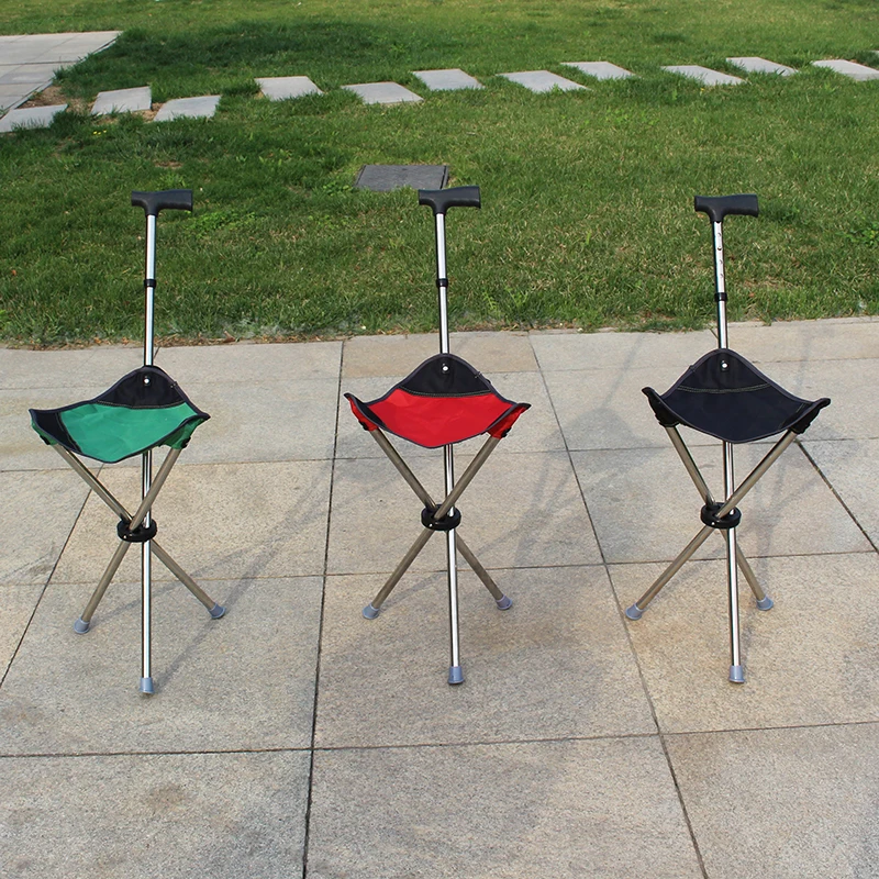 

Telescopic Hiking Stick with Built-in Seat Anti-Slip Aluminum Walking Staff for Trekking/Camping Portable Outdoor Foldable Stool