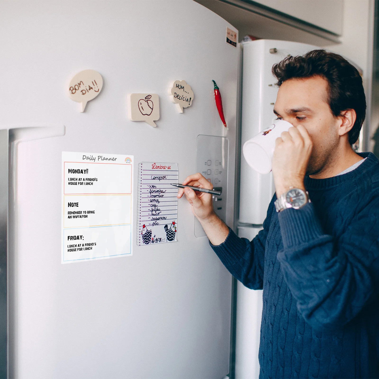 

2Pcs Magnetic Plan Board Easy to Use Portable Reusable Erasable Daily Schedule Memo for Fridge Home Office School