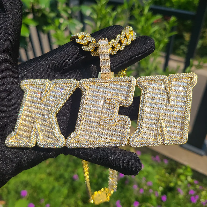 Custom Name Cubic Zirconia Necklace - close-up view