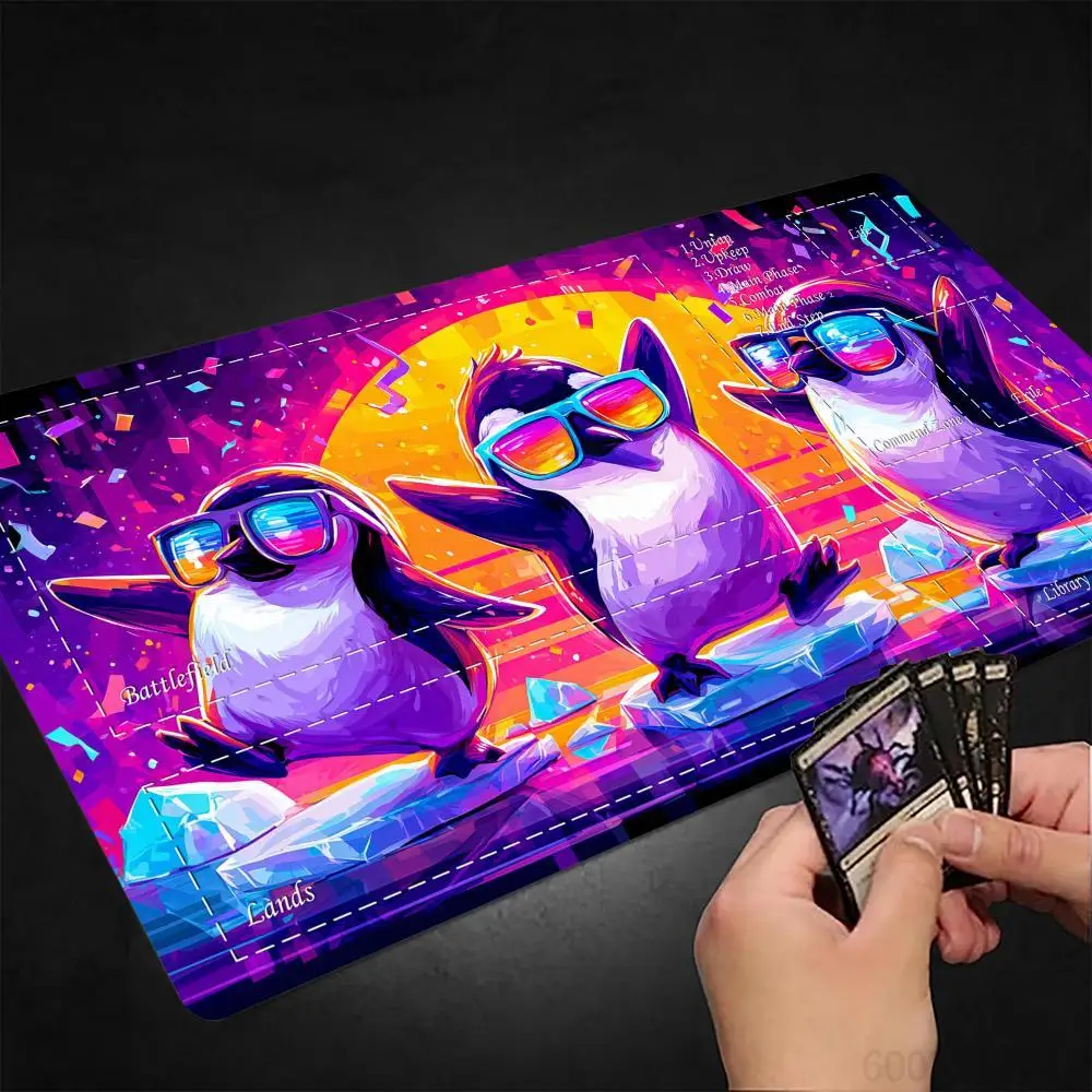 

Penguin Music Party MTG Playmat Magic Card Mat with Stitched Edge Non-Slip Durable Tabletop playmat Board Game Mat for TCG