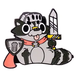 Warrior Raccoon Badge Cute Cartoon Animal Enamel Pin Jewelry Backpack Decorate
