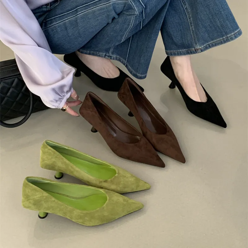 

Bailamos Spring New Brand Women Pumps Shoes Fashion Gold Pointed Toe Shallow Slip On Slingback Shoes Thin Low Heel Dress Pumps