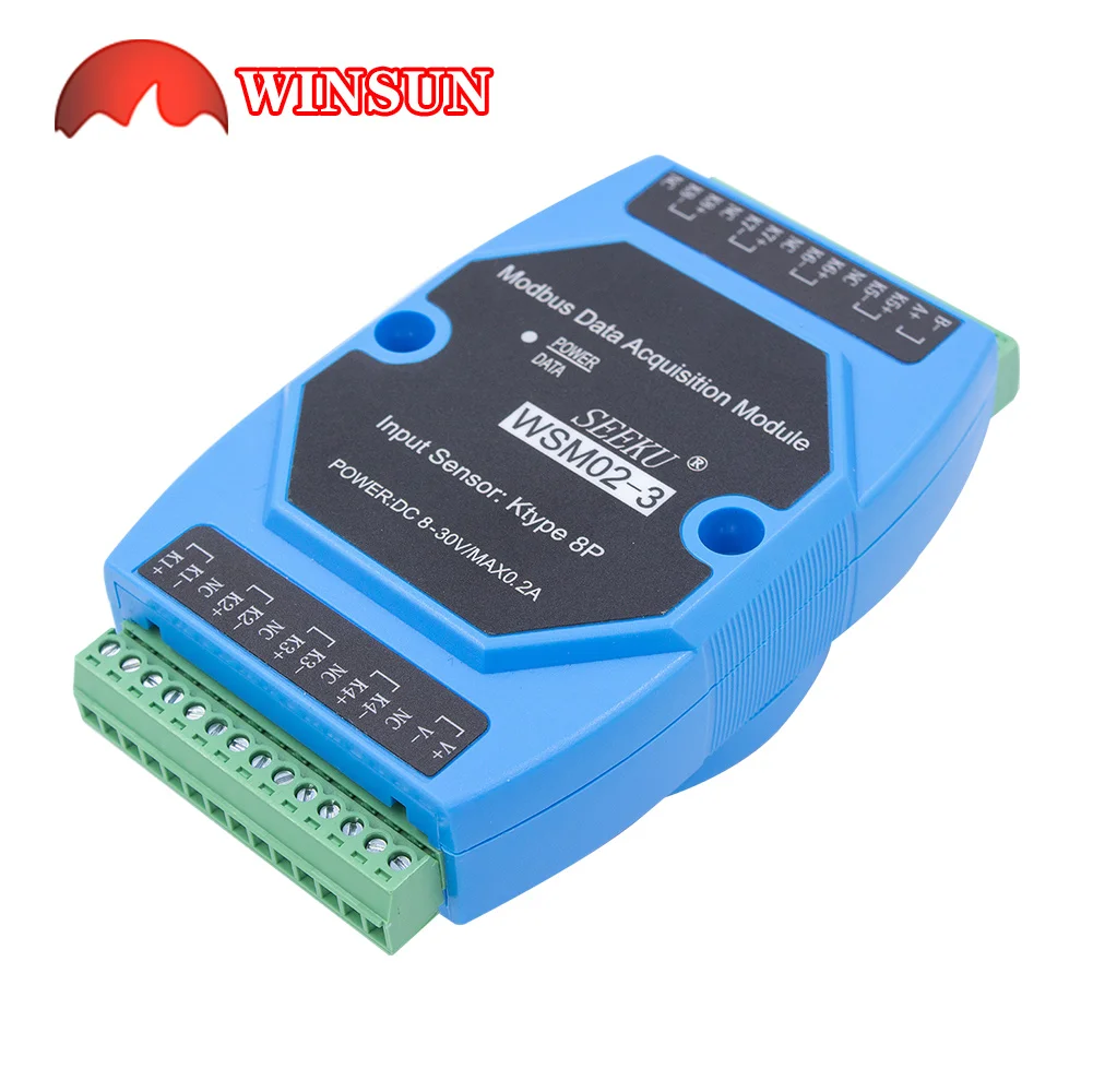 4/8 channel modbus Temperature acquisition module WSM02-1 -2 -3 Modbus rtu K/PT100 thermocouple Input