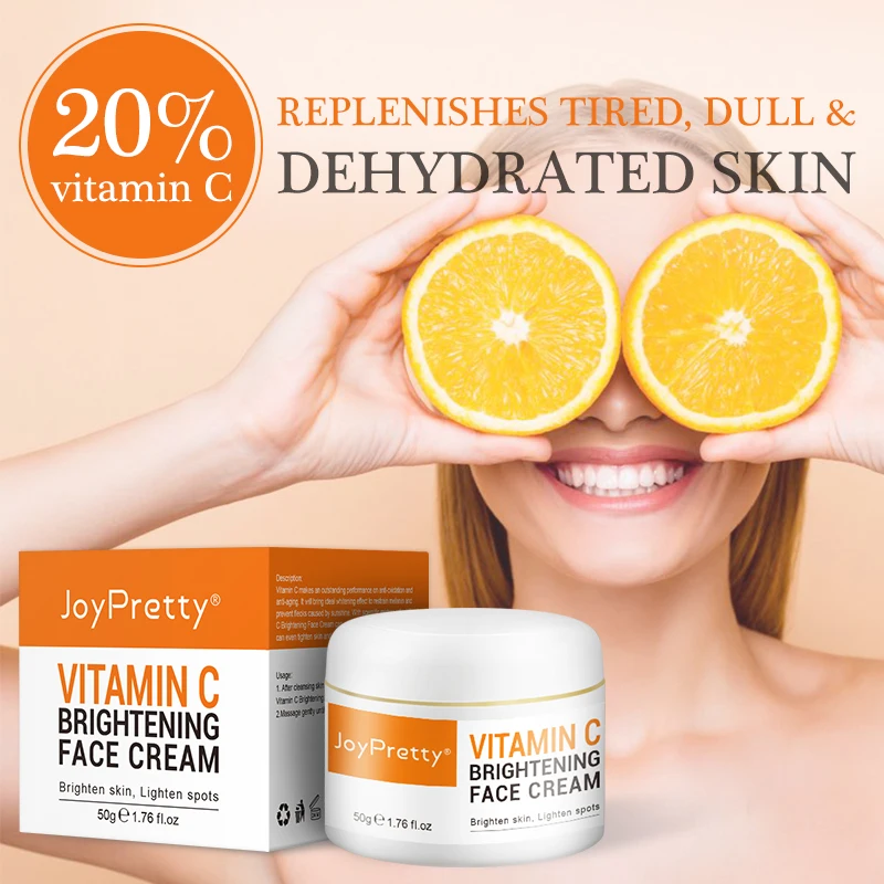 JoyPretty Vitamin C Cream For Face Dark Spots Remover Fading Hyaluronic Acid Moisturizing Whitening Cream Skin Care Products