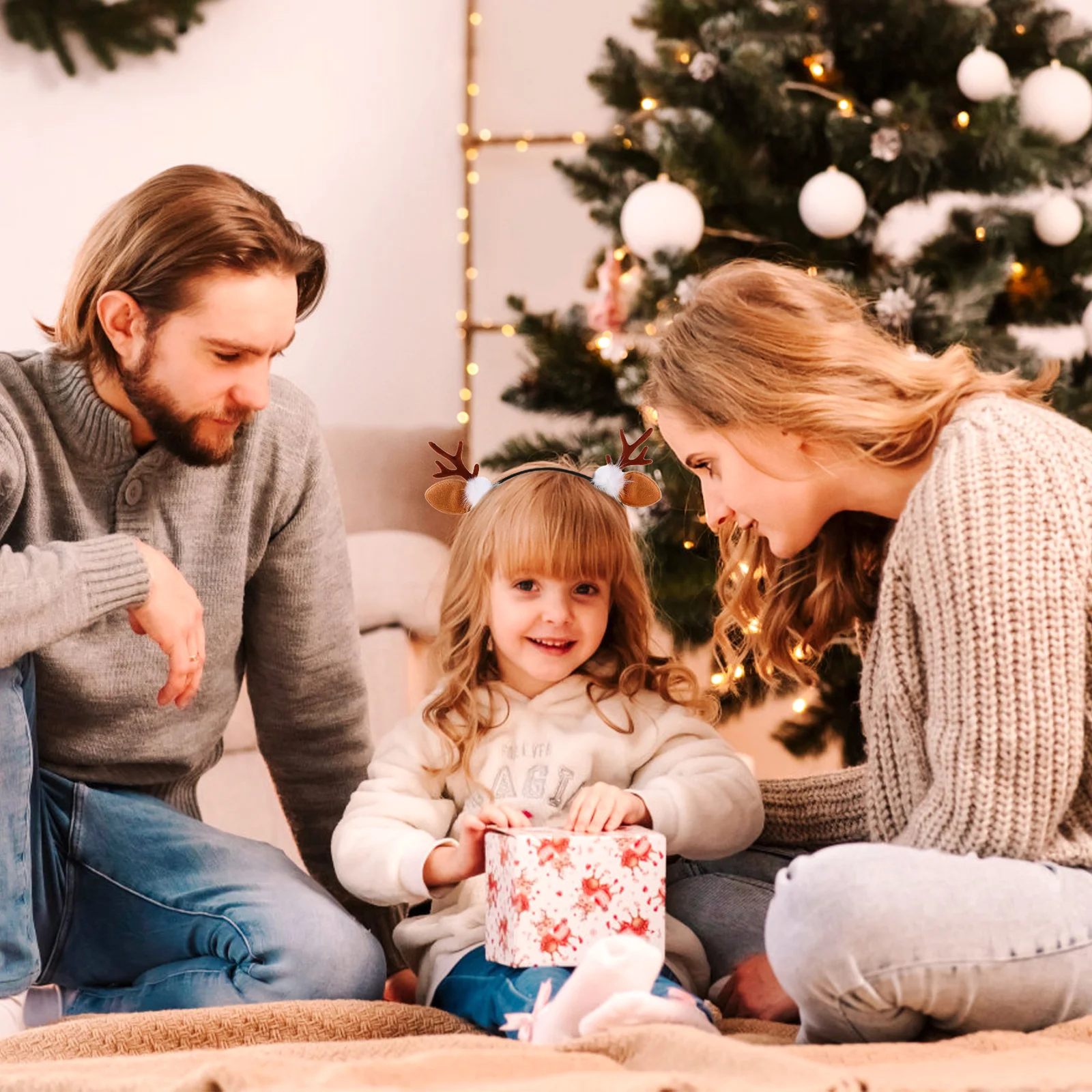 

2pcs Elk Horn Headband For Girls Hair Decor Resin Flocking Antler Headdress Kids Cosplay Photo Prop