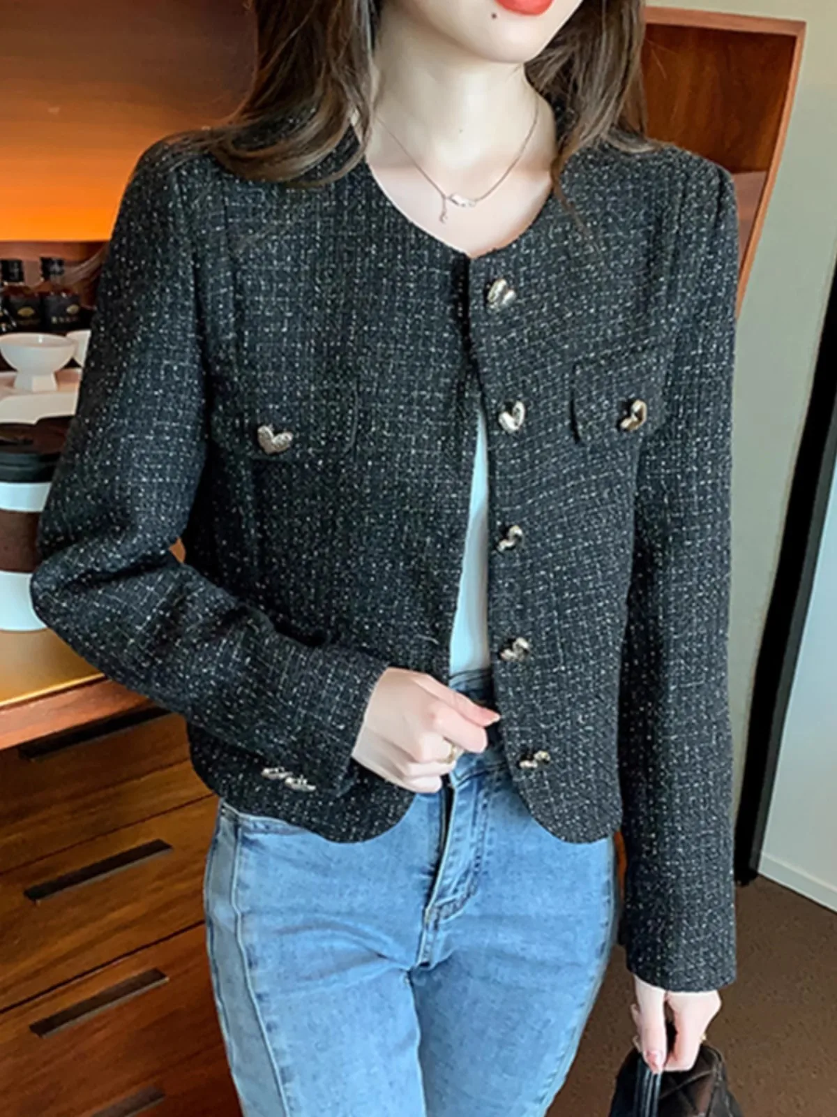 

Fragrant Jacket Women's Spring Autumn Fashion Chic Casual Black Coats