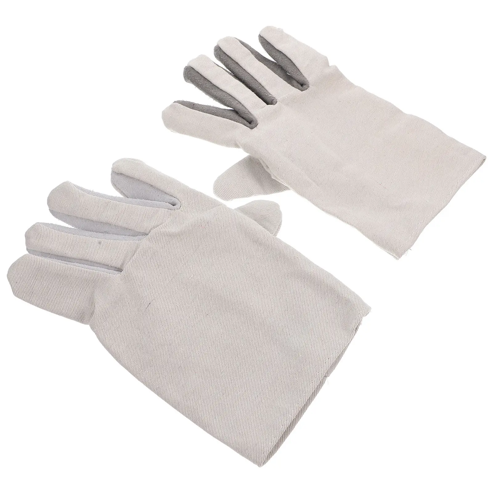 

1Pair Oil Resistant Abrasion Proof Welding Gloves Canvas Cowhide Heavy Duty Heat Resistant Working Gloves Unisex